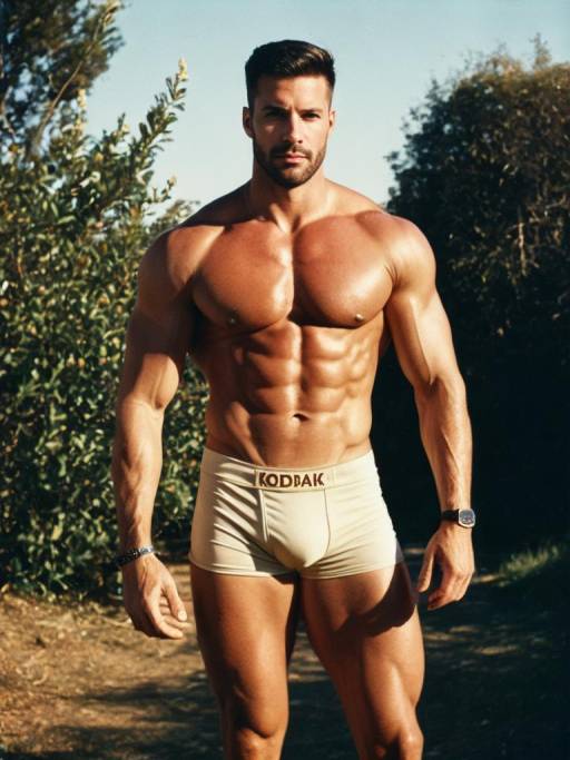 Photorealistic Man in Buff Costume Portrait