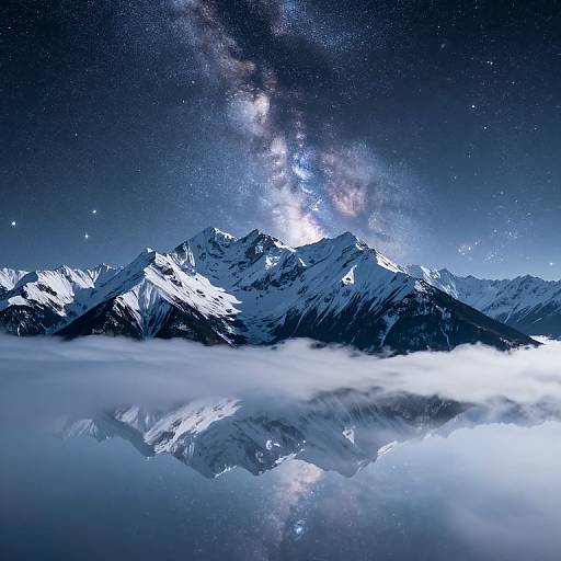Celestial Snow-Capped Mountain Vista