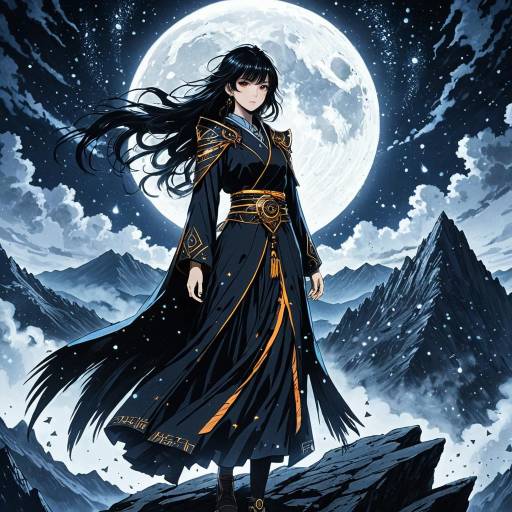 Mysterious Enchantress on Moonlit Mountain