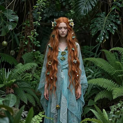 Serene Mythical Woman in Sacred Grove