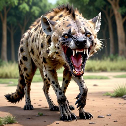 Aggressive Spotted Hyena in Forest