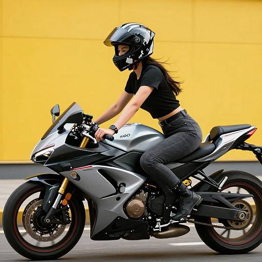 Alien Female Biker in Vibrant Street