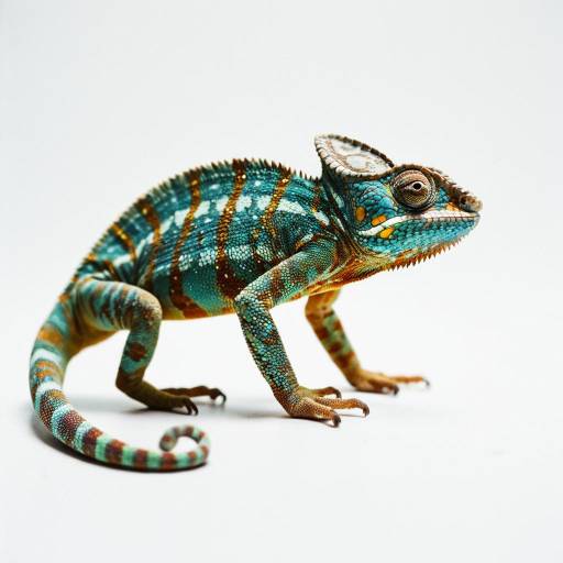 Colorful Veiled Chameleon on White Background Colorful Veiled Chameleon on White Background