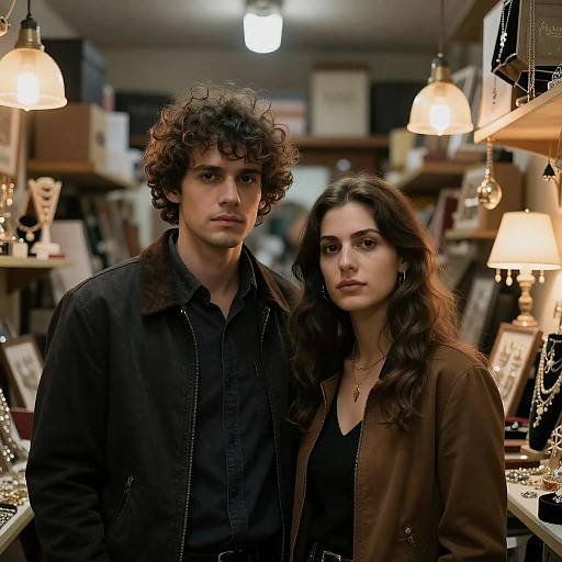 Serious Couple in a Jewelry Store