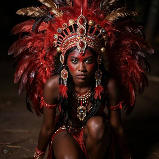 Intense Portrait of a Feathered Warrior