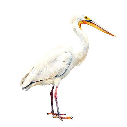 Watercolor Egret Illustration