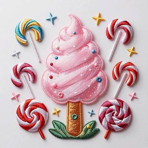 Whimsical Candy Floss Embroidery Patch