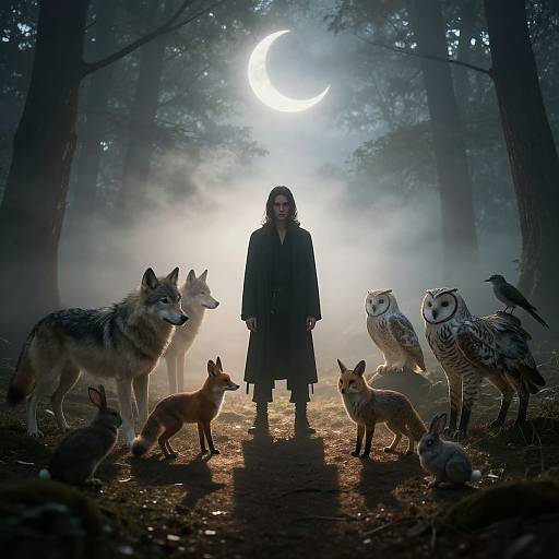 Mysterious Man Among Birthday Animals