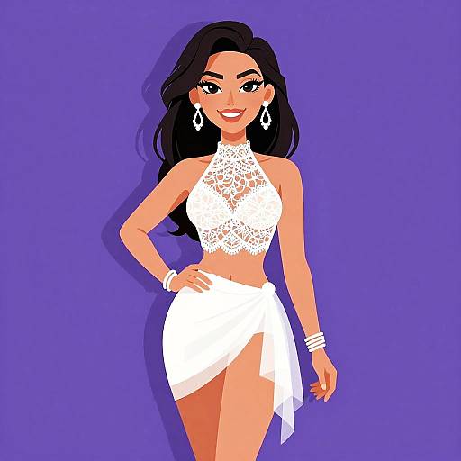 Glam Rock Woman in Lace Outfit