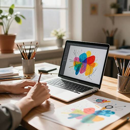 Cozy Studio with AI Art Fusion