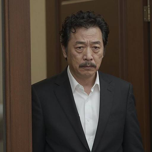 Serious Middle-Aged Man in Doorway