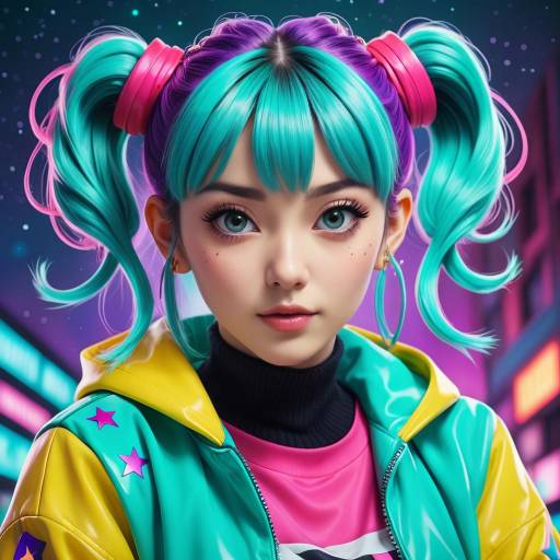 Vibrant Anime Portrait of a Young Woman