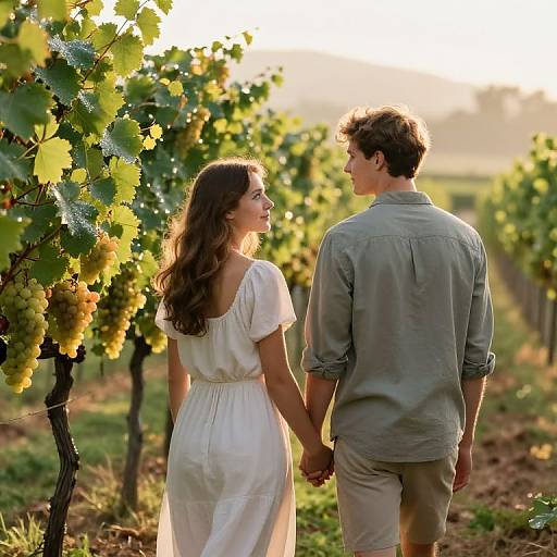 Peaceful Morning in Sunlit Vineyard