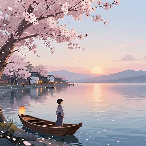 Serene Anime Seaside Village Dawn