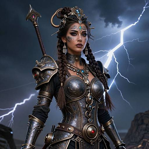 Intricate Steampunk Warrior Goddess
