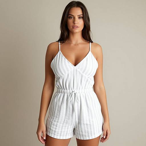 Casual Summer Woman in Striped Romper