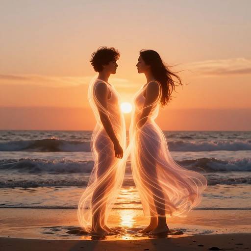 Luminous Souls Intertwined at Sunset