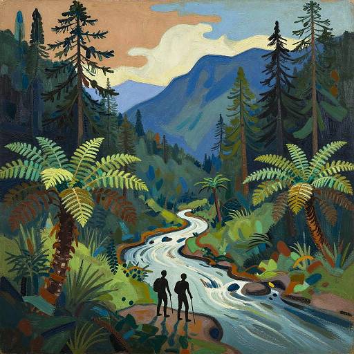 Abstract Mountain Rainforest Landscape