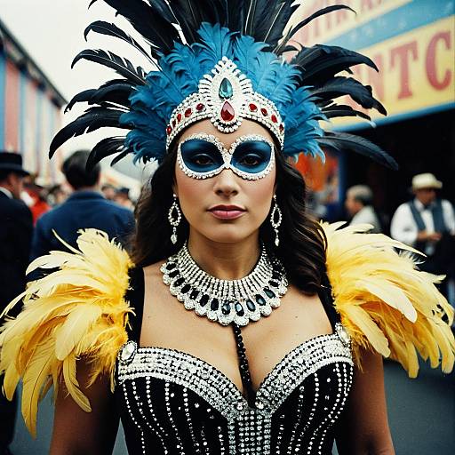 Elegant Carnival Costume with Feathers