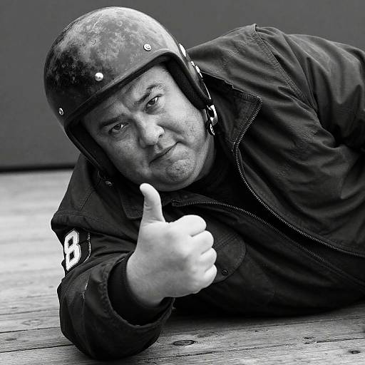 Intense Heavyset Man in Leather Gear