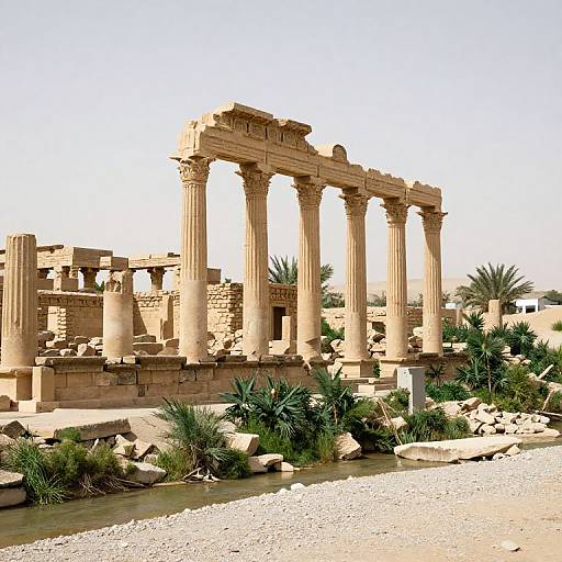 Ancient Desert Ruins with Pillars