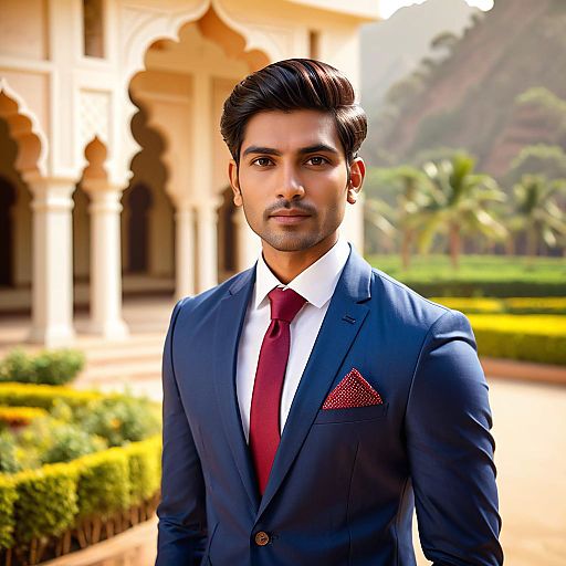 Young Indian Man in Formal Suit Outdoors