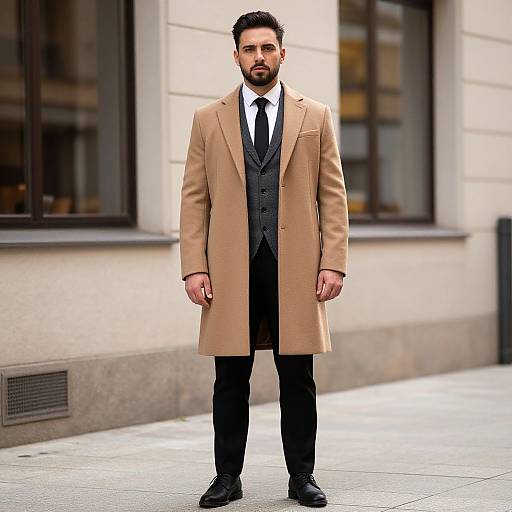 Man in Tan Vest Coat Costume