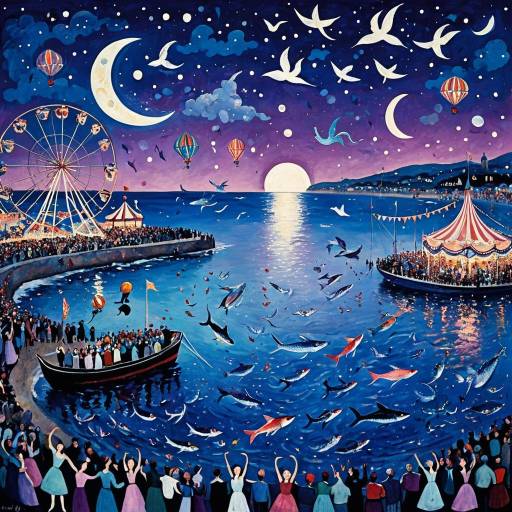 Whimsical Chagall-Inspired Seaside Carnival Whimsical Chagall-Inspired Seaside Carnival