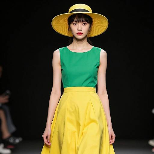 Woman in Green and Yellow Dress