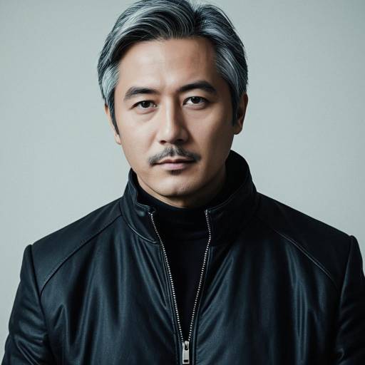Middle-aged Asian Man in Black Jacket