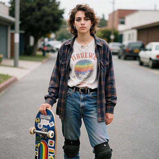 Grainy Portrait of a Non-binary Skateboarder