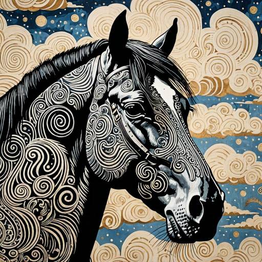 Intricate Klimt-Inspired Horse Portrait
