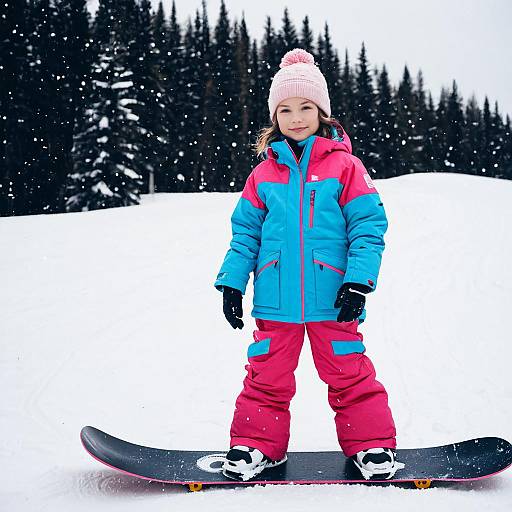 Kid in Colorful Snowboard Outfit
