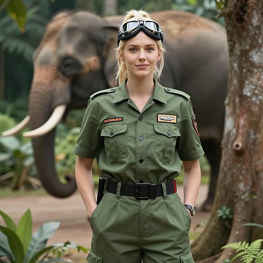 Confident Zoo Keeper in Jungle Setting