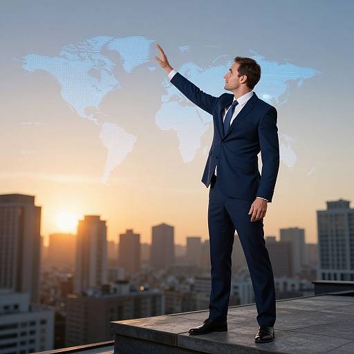 Charismatic Businessman Presenting Market Trends