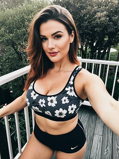 Floral Sportswear Selfie in Backyard