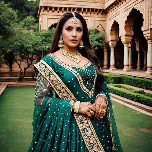Elegant Woman in Traditional Mughal Outfit at Neemrana Fort