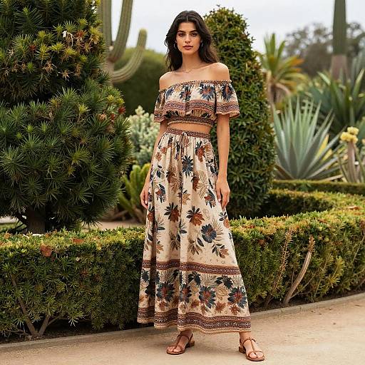 Boho Chic Woman in Botanical Garden