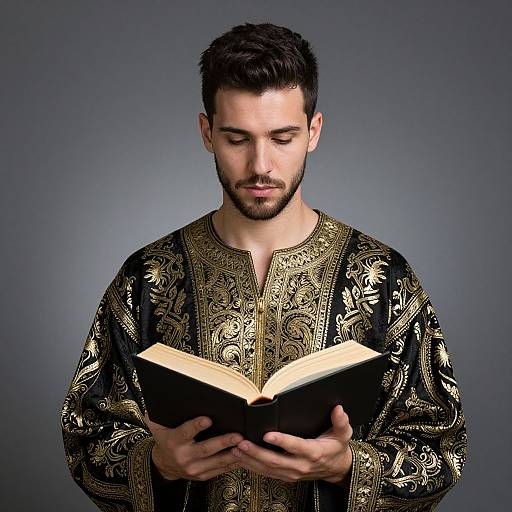 Portrait of Man in Ornate Robe Reading