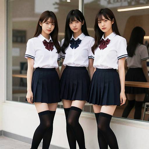 Realistic School Uniform Girls Line-up
