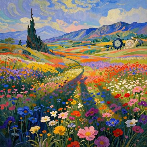 Surreal Dreamscape with Time-Bending Horizon