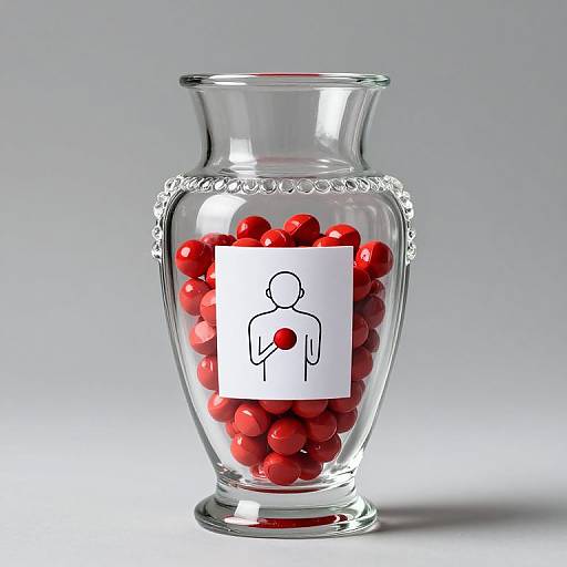 Ornate Vase with Red Pills Illustration