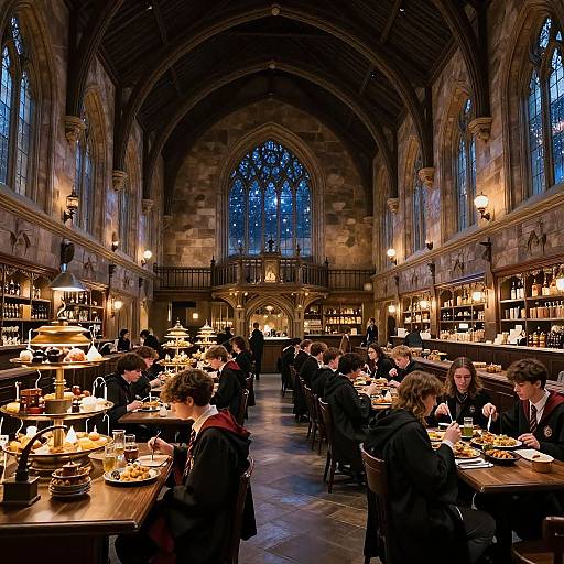 Magical Hogwarts Cafeteria Interior Scene