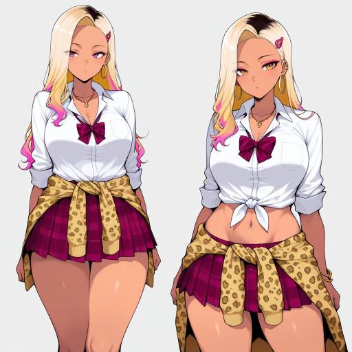 Stylish Gyaru Girl in Leopard Print