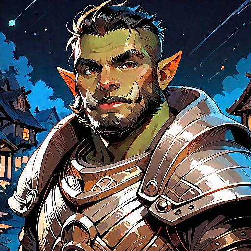 Mature Orc Warrior Under Night Sky