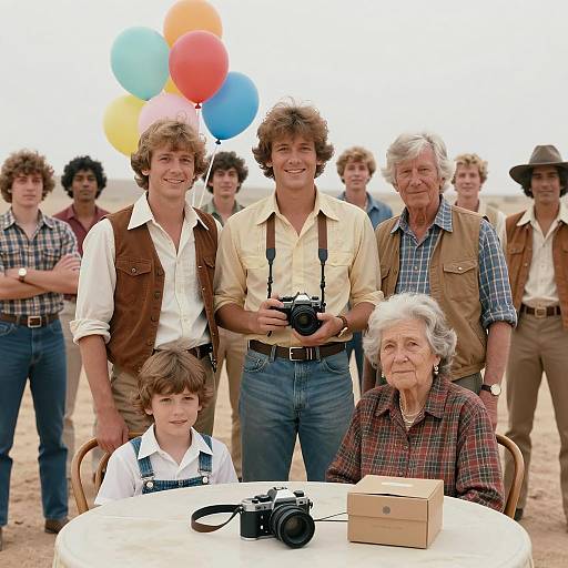 80s Outdoor Gathering with Colorful Balloons