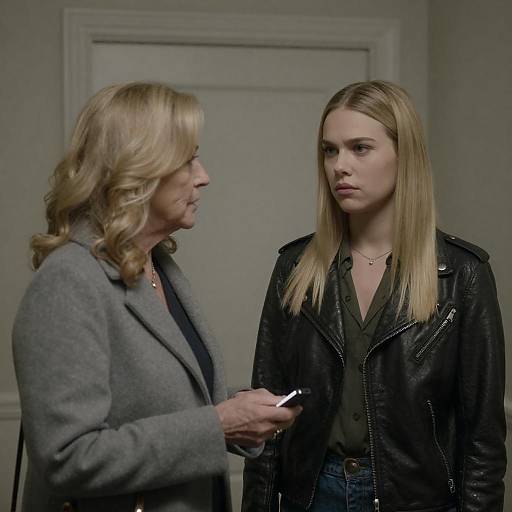 Dramatic Encounter in Dim Hallway