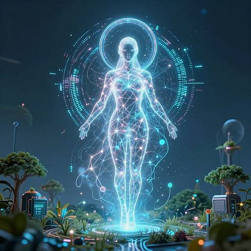 AI God Avatar in Techno-Organic Realm