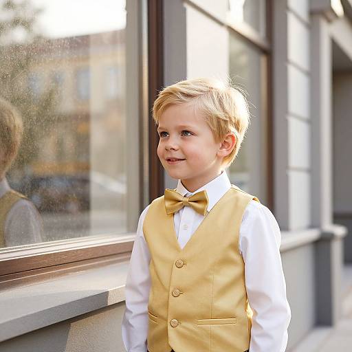 Confident Boy by Sunlit Modern Window