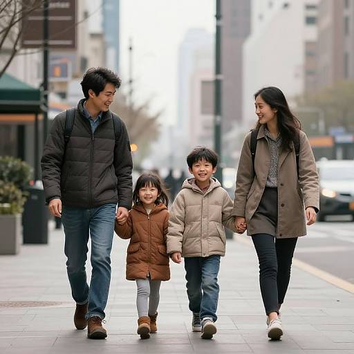 Urban Family Walking Stock Photos